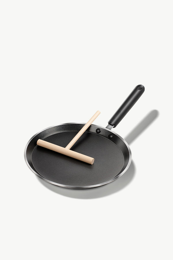 Nonstick Aluminum Crepe Pan 10 inch,Warp-proof Pancake Griddle Omelet Skillet Induction Compatible PFOA Free, Black